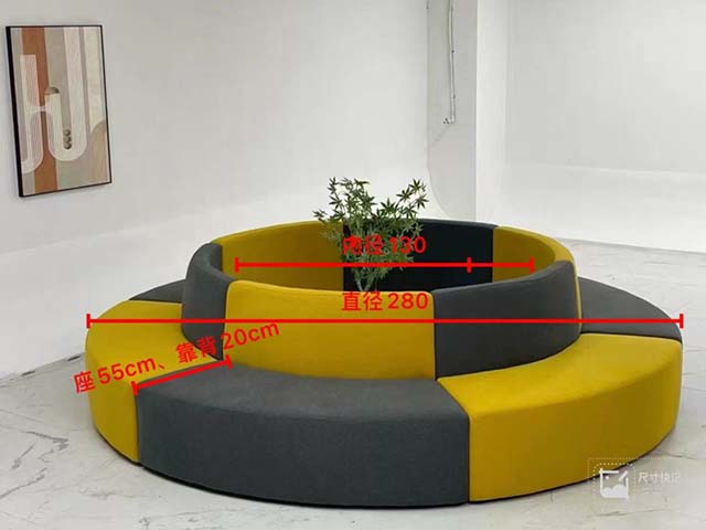 Two-Tier Modular Circular Lobby Lounge Sofa with Central Planter Cavity