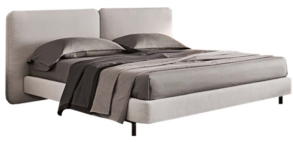 Light Gray Split-Panel Upholstered Platform Bed