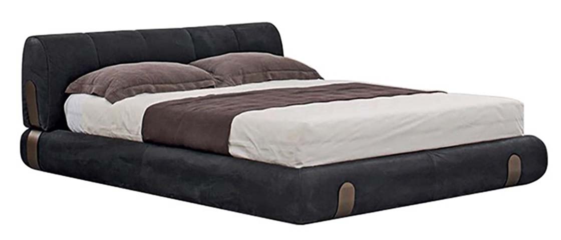 Upholstered Low-Platform Queen Bed with Tufted Headboard