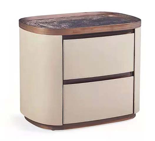 Oval Upholstered 2-Drawer Nightstand