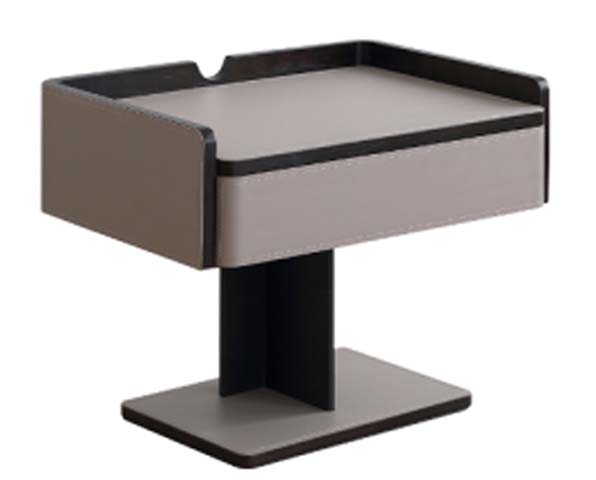 Modern Upholstered Single-Drawer Pedestal Nightstand with Lipped Cable-Notch Top