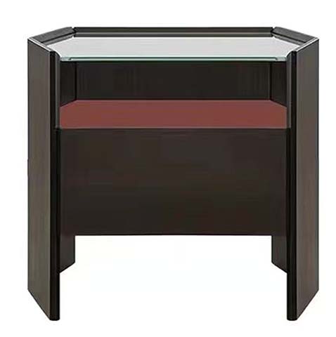 Modern Single-Drawer Nightstand with Beveled Glass Top