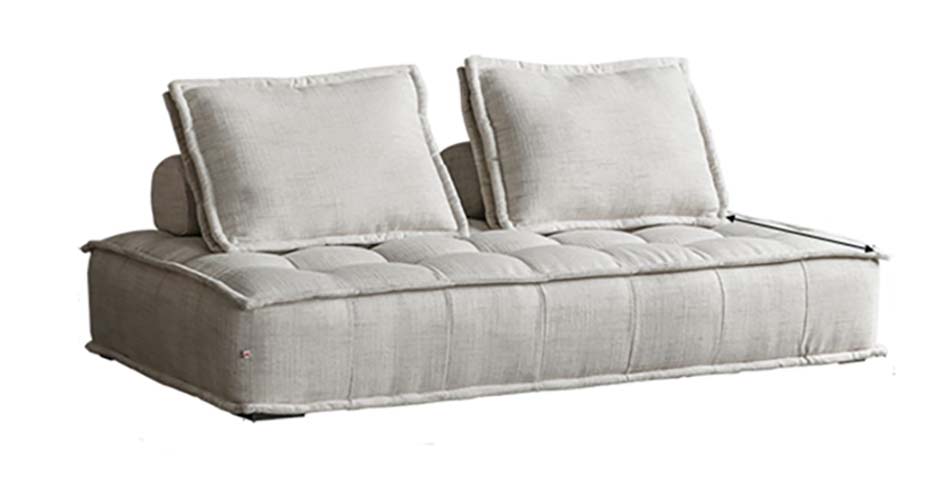 Light Beige Linen-Look Grid-Tufted Modular Armless Loveseat