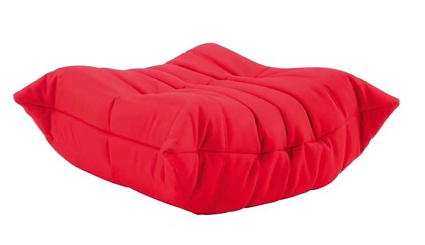 Red Channel-Quilted Square Floor Cushion Seat