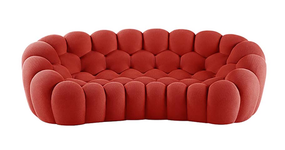 Curved Tufted Upholstered 4-Seat Sofa