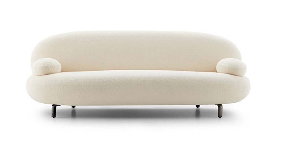 Cream Boucle Organic Pebble 3-Seat Sofa