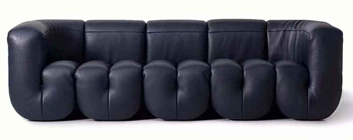 Channel-Tufted Four-Seat Flush-Floor Upholstered Sofa