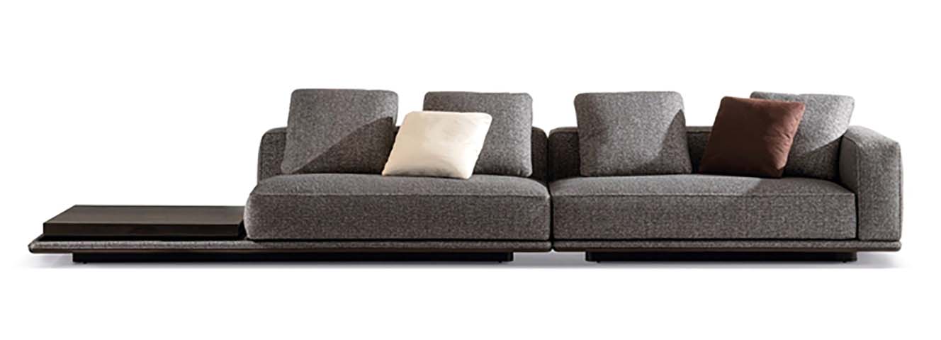 Low-Profile Sectional Sofa with Integrated Side Table