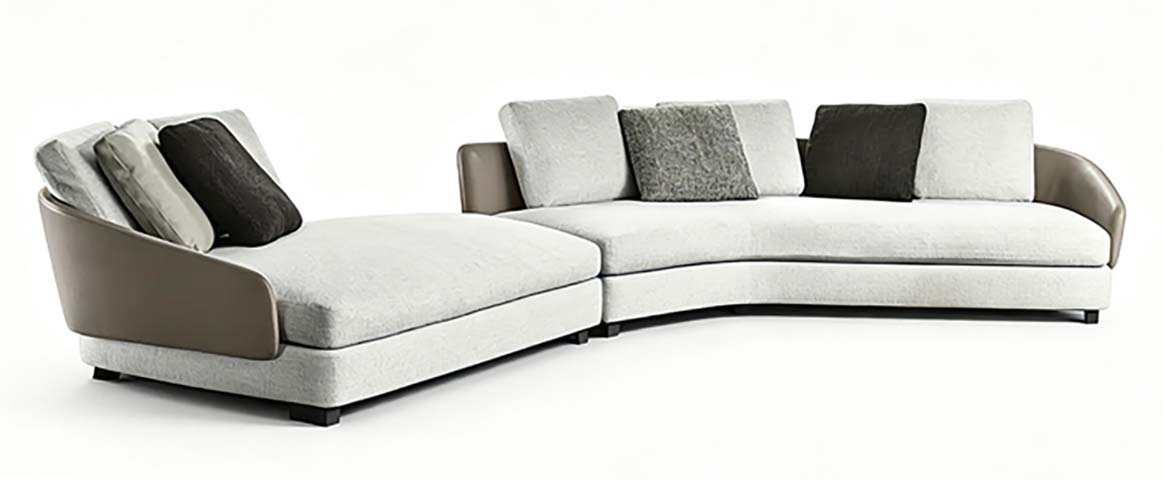 L-Shaped Curved Sectional Sofa with Left Chaise