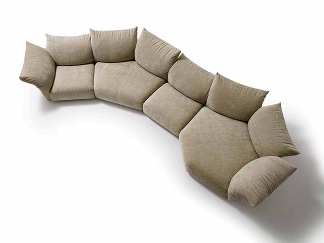 Beige Upholstered Armless Modular Curved Sectional Sofa