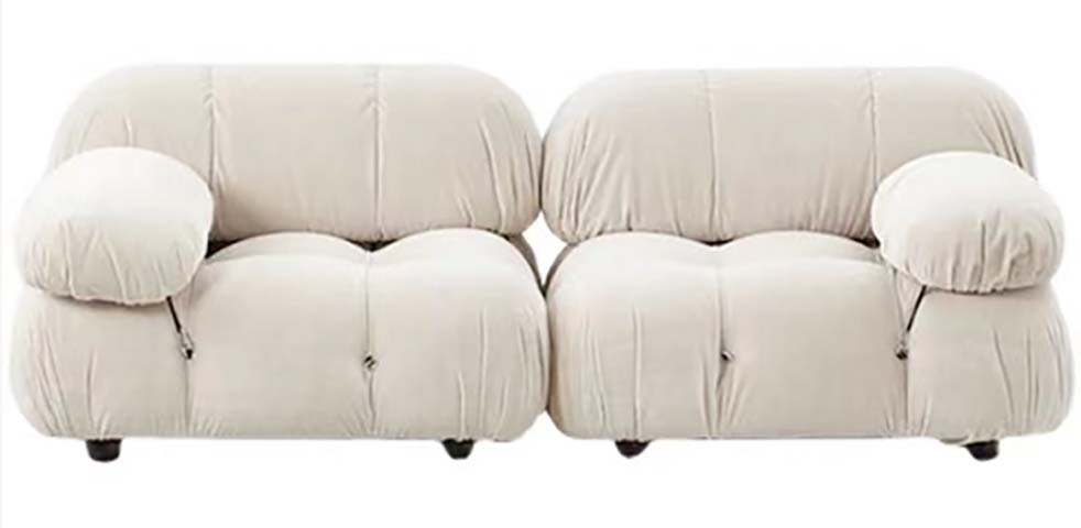 Off-White Two-Seat Modular Tufted Sofa