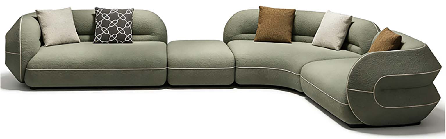 Curved Modular Sectional Sofa with Chaise Lounge and Throw Pillows