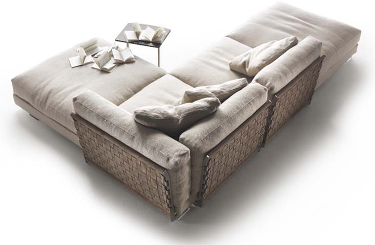 Low-Profile L-Shaped Double Open Chaise Modular Sectional Daybed Sofa