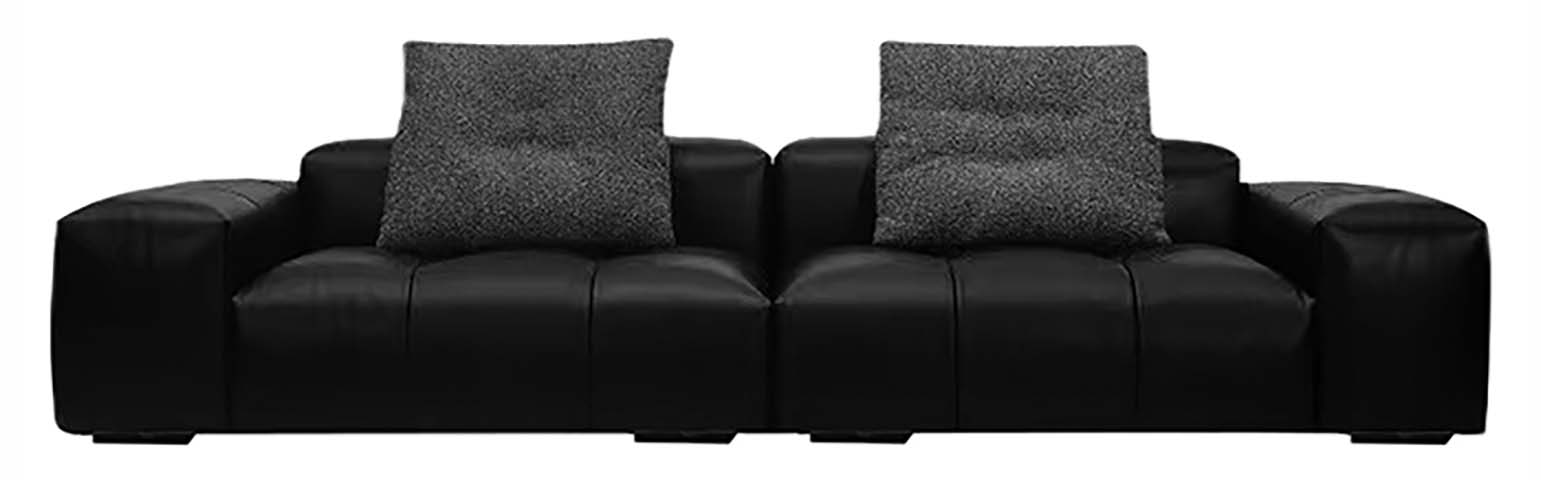 Modular Block Style Two-Seat Upholstered Sofa