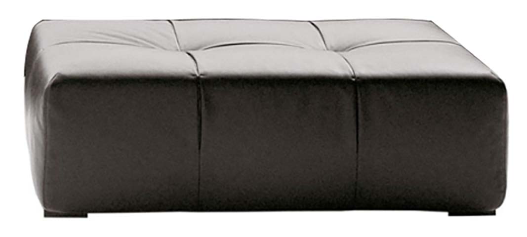 Dark Grey Biscuit-Tufted Rectangular Upholstered Ottoman Coffee Table