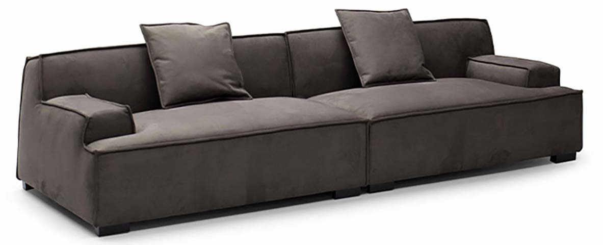 Modern Low-Profile Upholstered 3-Seat Sofa with Throw Pillows