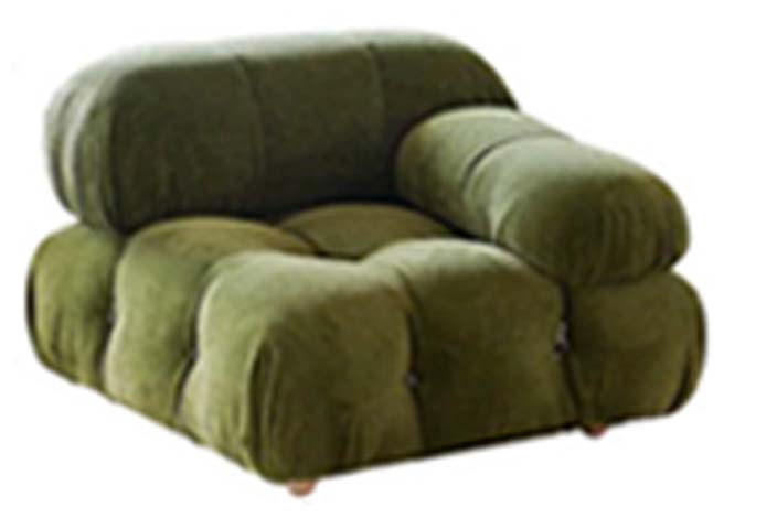 Olive Green Channel-Tufted Velvet Modular Armchair