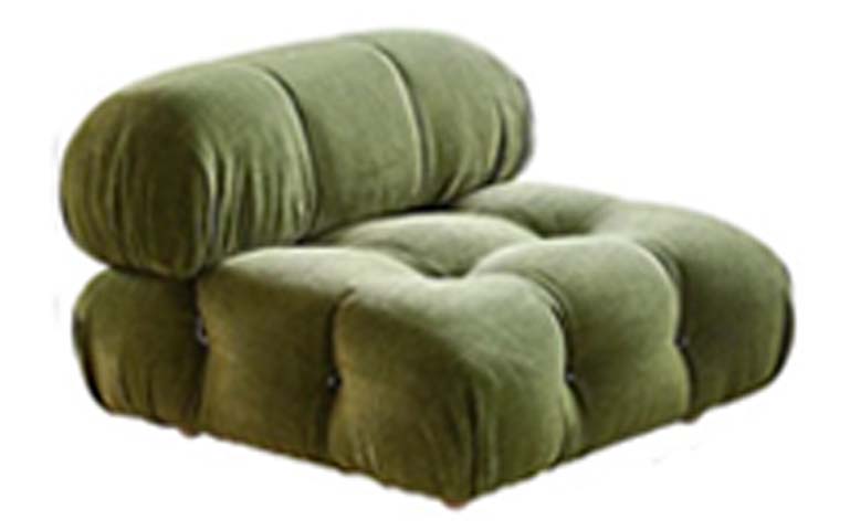 Olive Green Channel-Tufted Modular Armless Lounge Chair