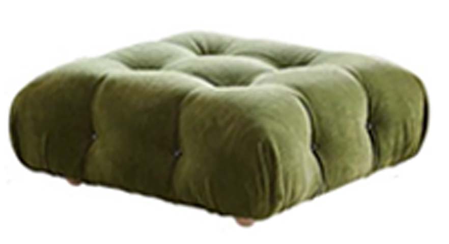Olive Green Velvet Tufted Square Upholstered Ottoman Footstool
