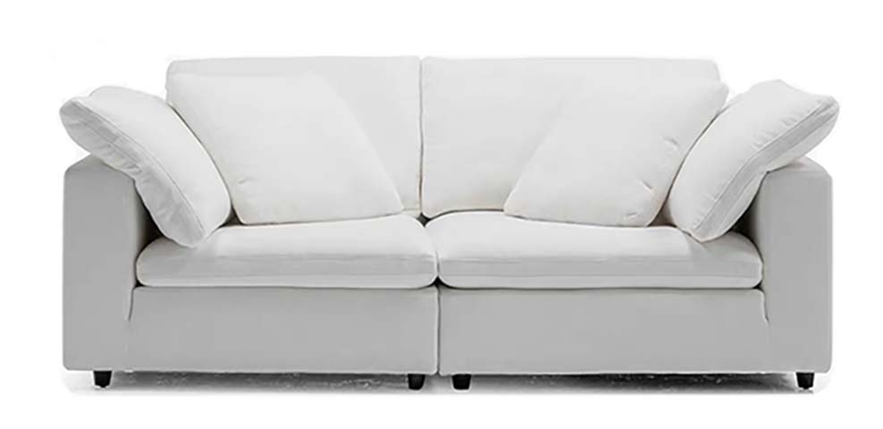 Two-Seat Modular White Upholstered Loveseat