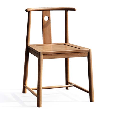 Modern Solid Wood Armless Dining Side Chair with Circular Back Cutout