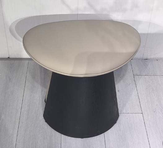 Round Pedestal Coffee Table, Light Smooth Top with Black Tapered Conical Base