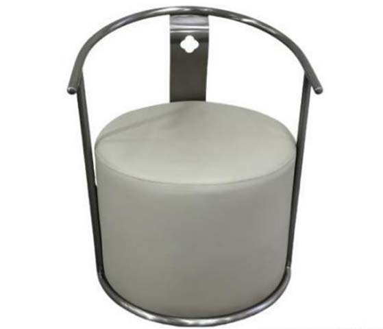 Polished Metal Hoop Frame Off-White Cylindrical Cushion Lounge Tub Chair
