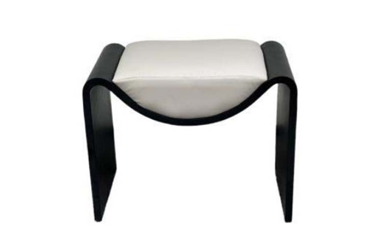 Modern Cantilever Bentwood Upholstered Accent Stool