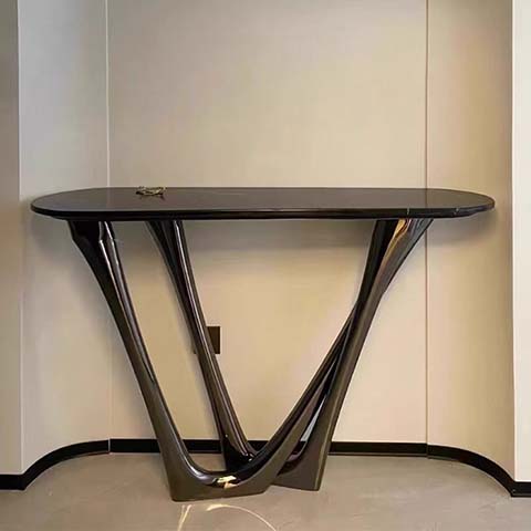 Modern Sculptural Half-Moon Console Table