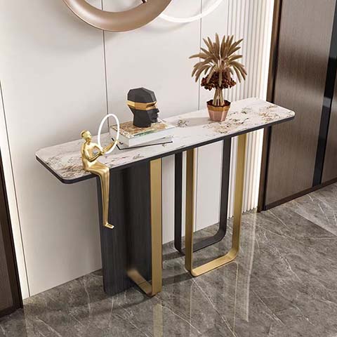 Modern Luxury Asymmetric Base Sintered Stone Entryway Console Table