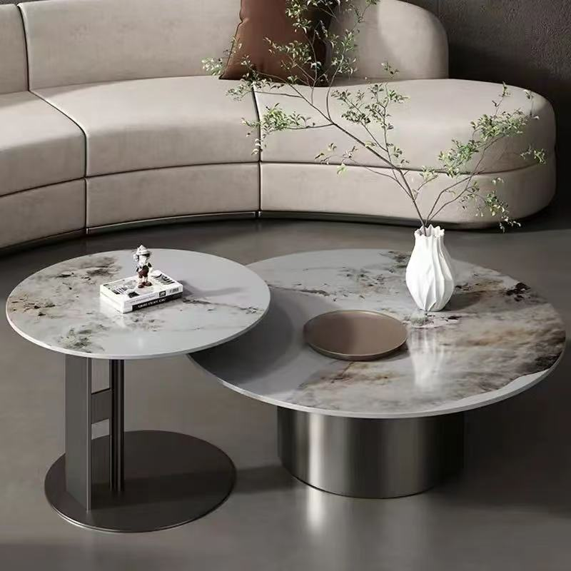 2-Piece Nesting Round Sintered Stone Coffee Table Set