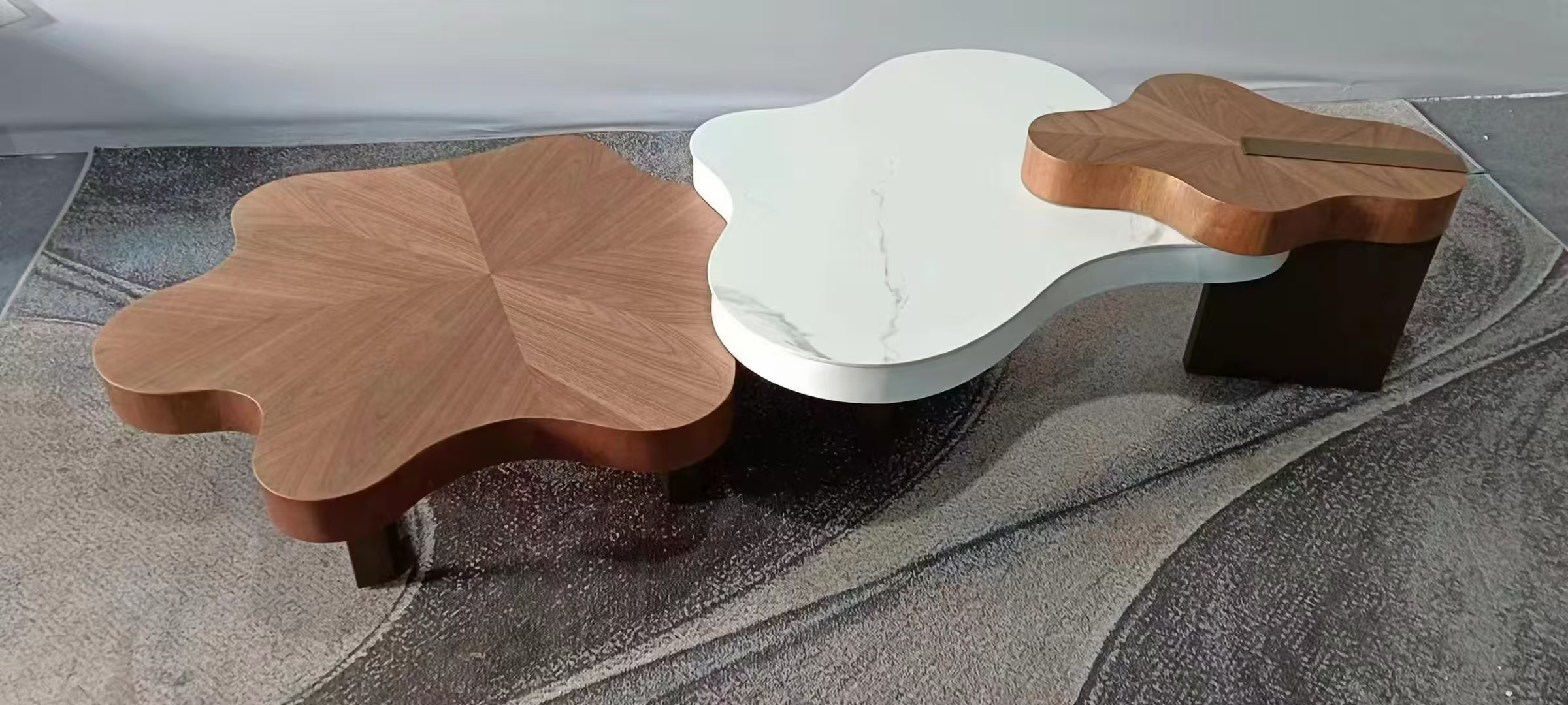 Three-Piece Modular Freeform Cloud Coffee Table Set