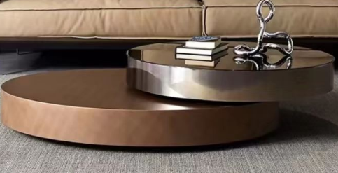 Two-Tier 360&deg; Rotating Nested Round Plinth Coffee Table