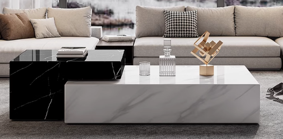 Two-Tone Block Plinth Low Coffee Table