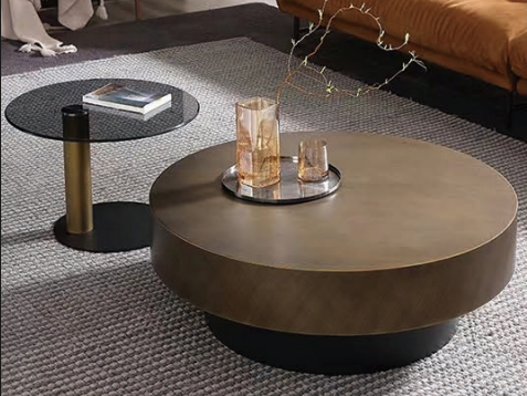 Contemporary 2-Piece Round Nesting Coffee Table Set