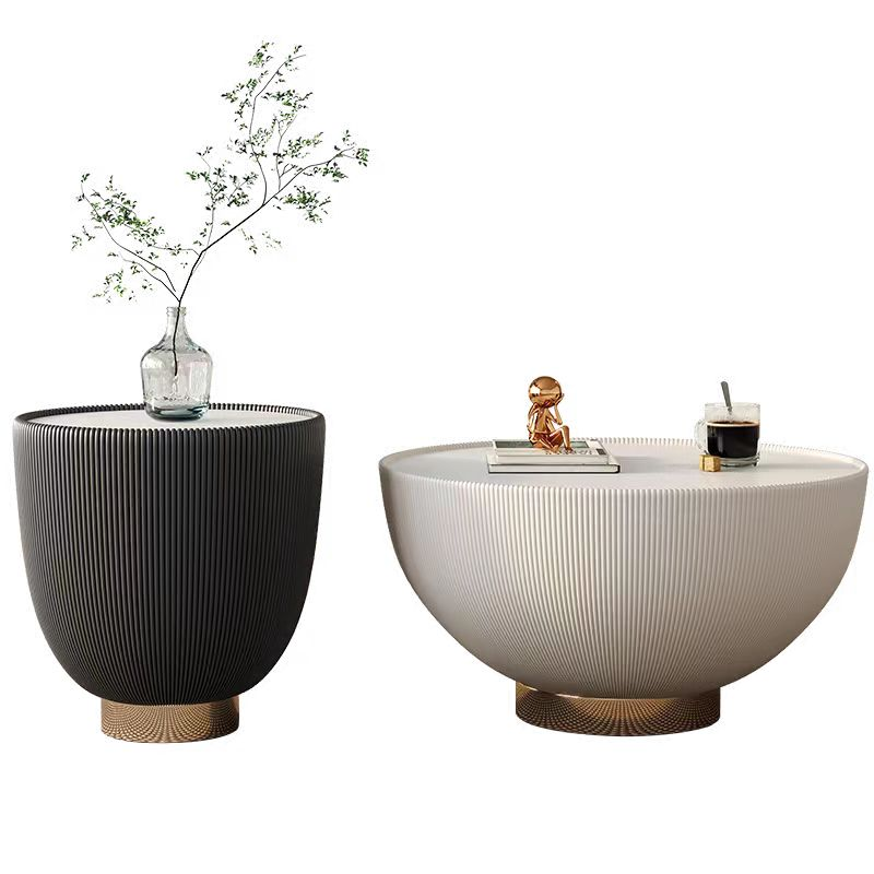 Two-Tone Fluted Round Nesting Coffee Table Set