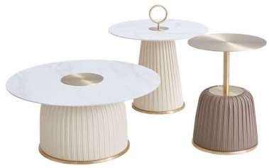 3-Piece Modern Fluted Pedestal Nested Coffee and Side Table Set