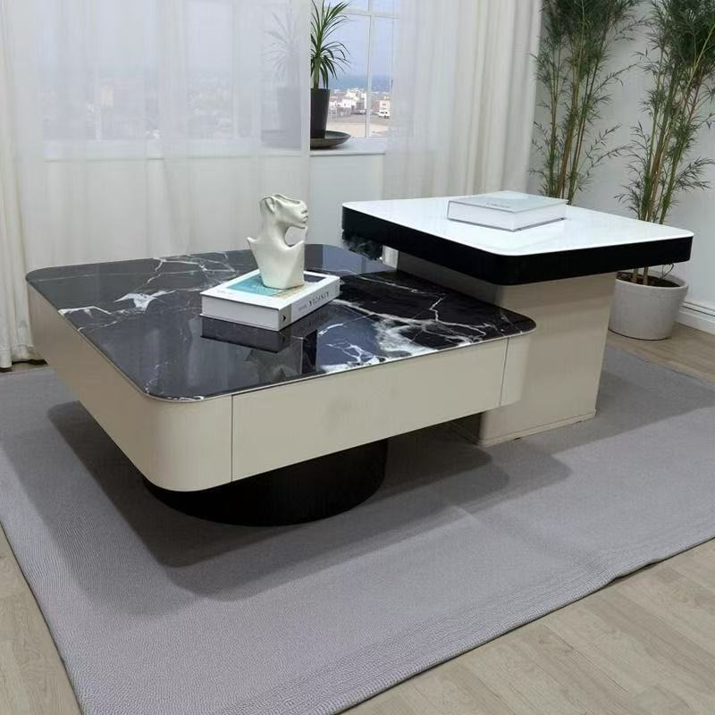 Modern Asymmetric Two-Tier Storage Coffee Table