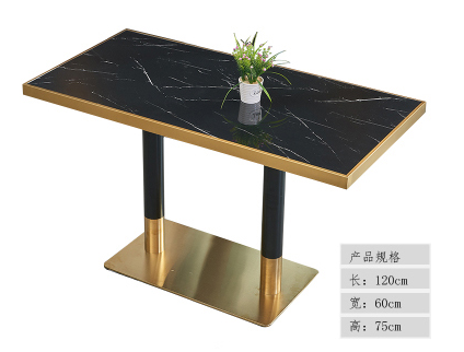 Modern Luxury Black Veined Sintered Stone Rectangular Dining Table