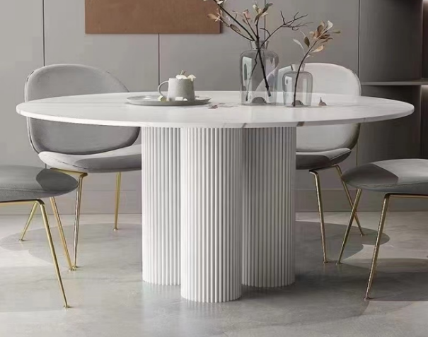 Oval White Fluted Base Dining Table