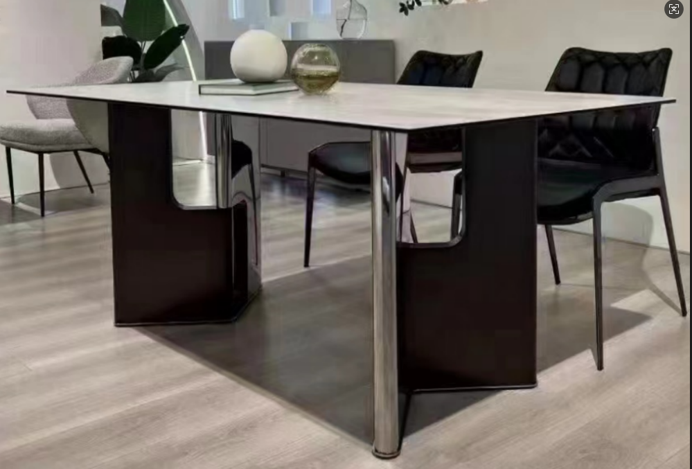 Modern Rectangular Sintered Stone Top Dining Table