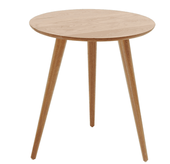 Mid-Century Round Natural Wood Side Table with Splayed Tripod Legs