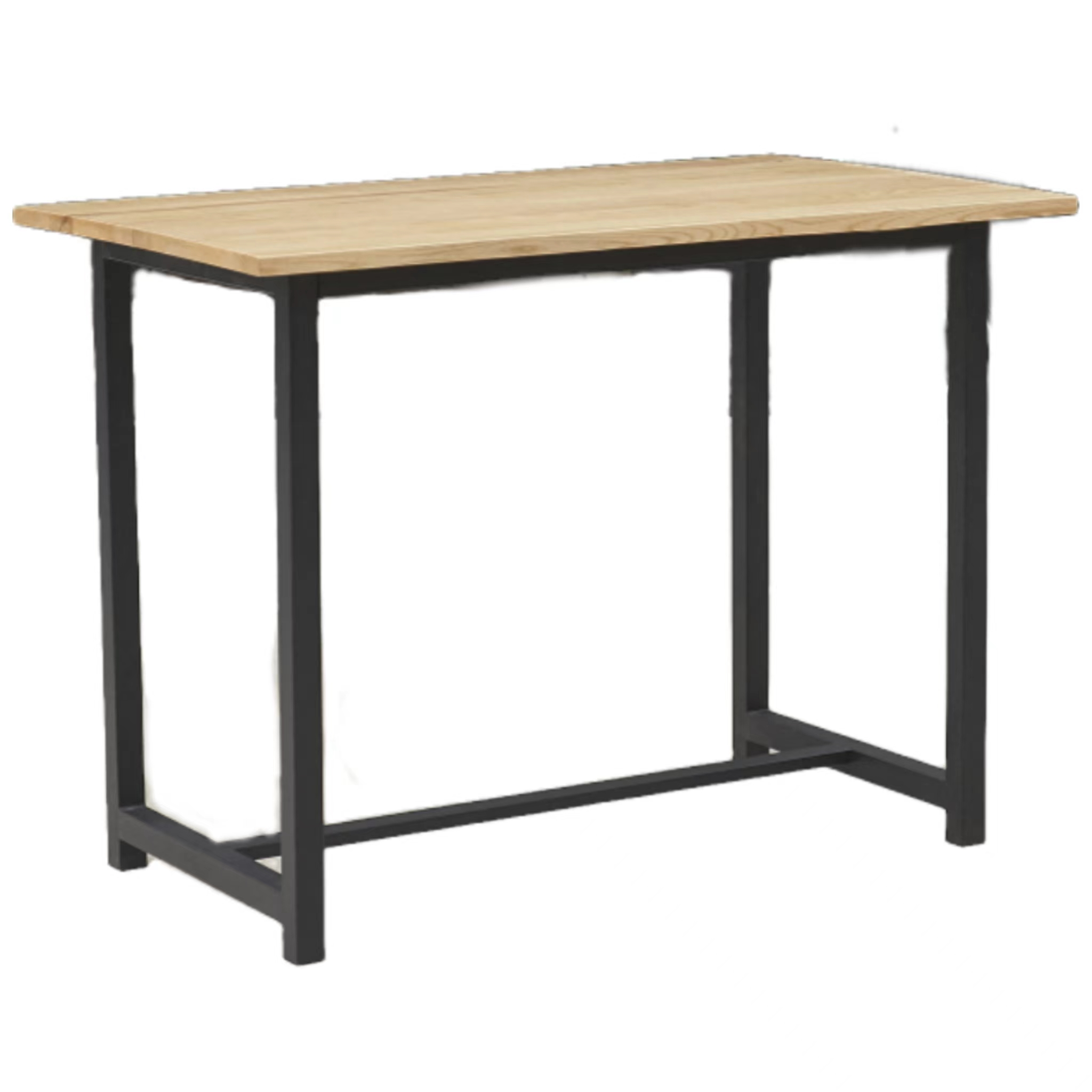 Rectangular Work Desk with Light Oak Top and Black Metal Frame