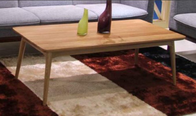 Minimalist Solid Wood Rectangular Coffee Table with Splayed Tapered Legs