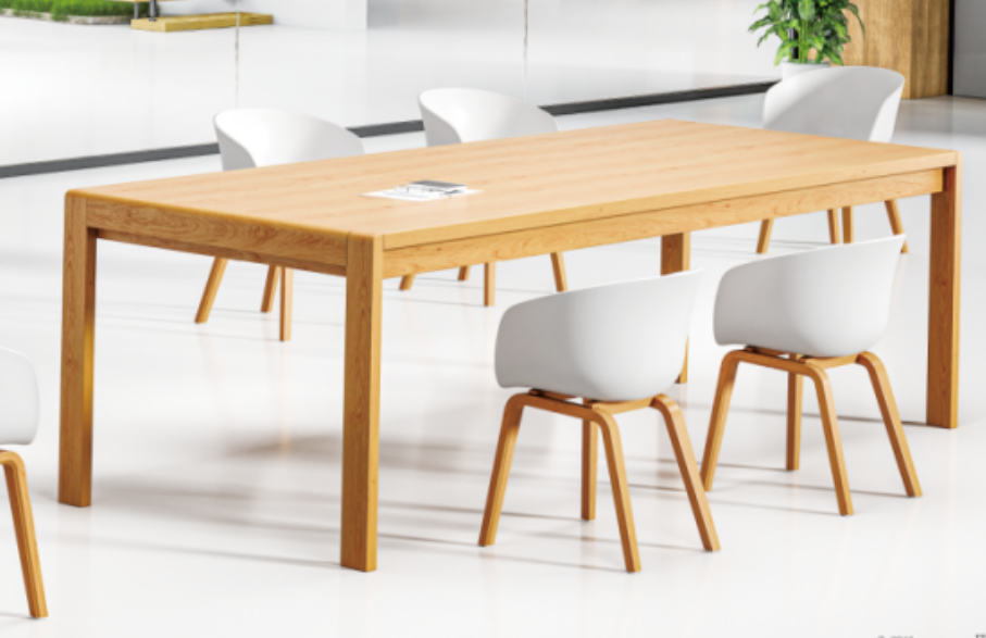Natural Light Wood Rectangular 6-Seater Dining Table with Square Legs