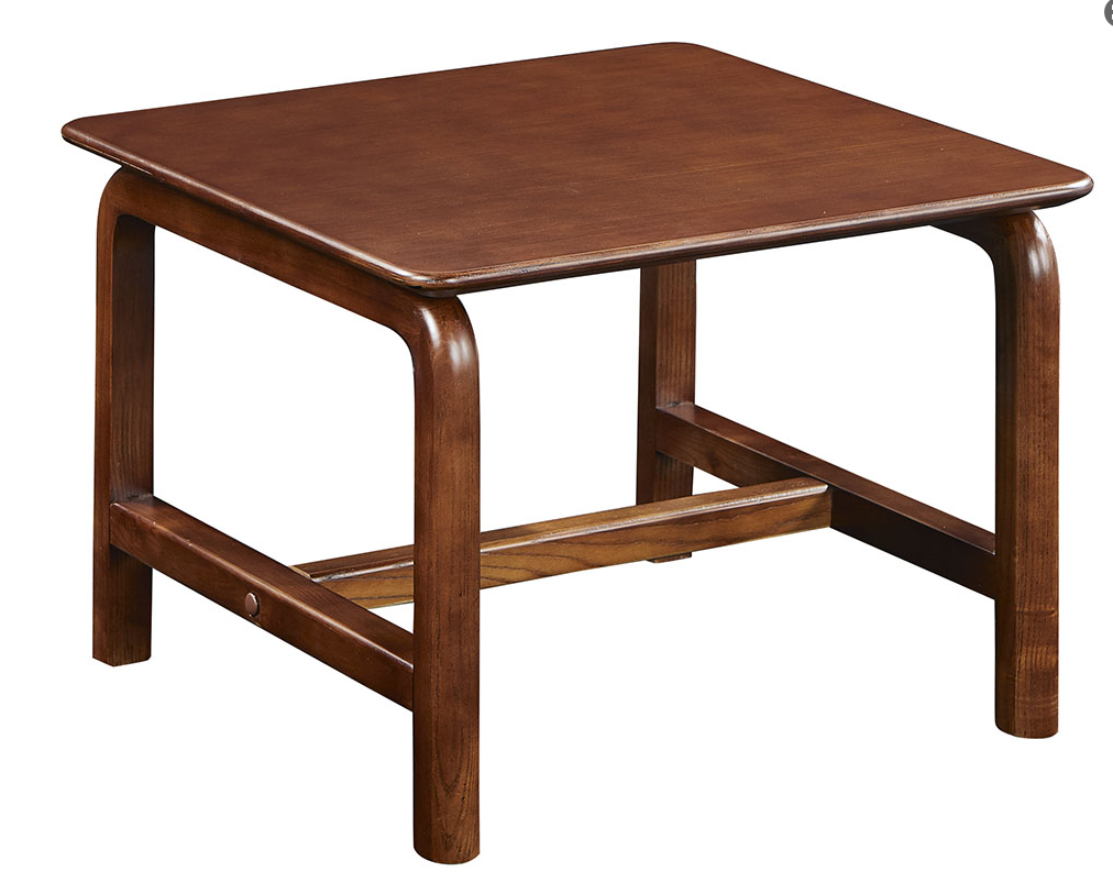 Mid-Century Solid Wood Square End Table with Bentwood Curved Legs
