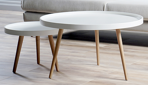 Mid-Century 2-Piece Round Nesting Coffee Table Set