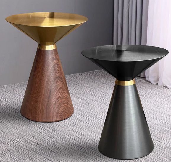Modern Hourglass Conical Pedestal Round Side Table