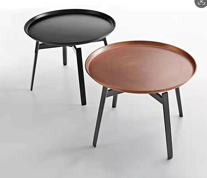 Nested Pair Round Tray-Top Coffee Table Set