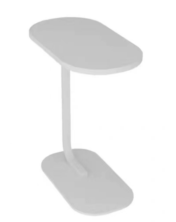 Matte White C-Shaped Slide-Under Side Table